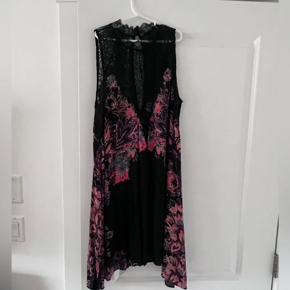 Free People Marsha Black Floral Lace Insert Slip Dress Size S - Picture 5 of 6
